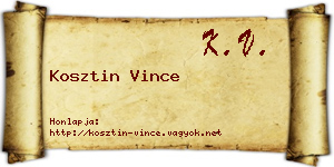 Kosztin Vince névjegykártya